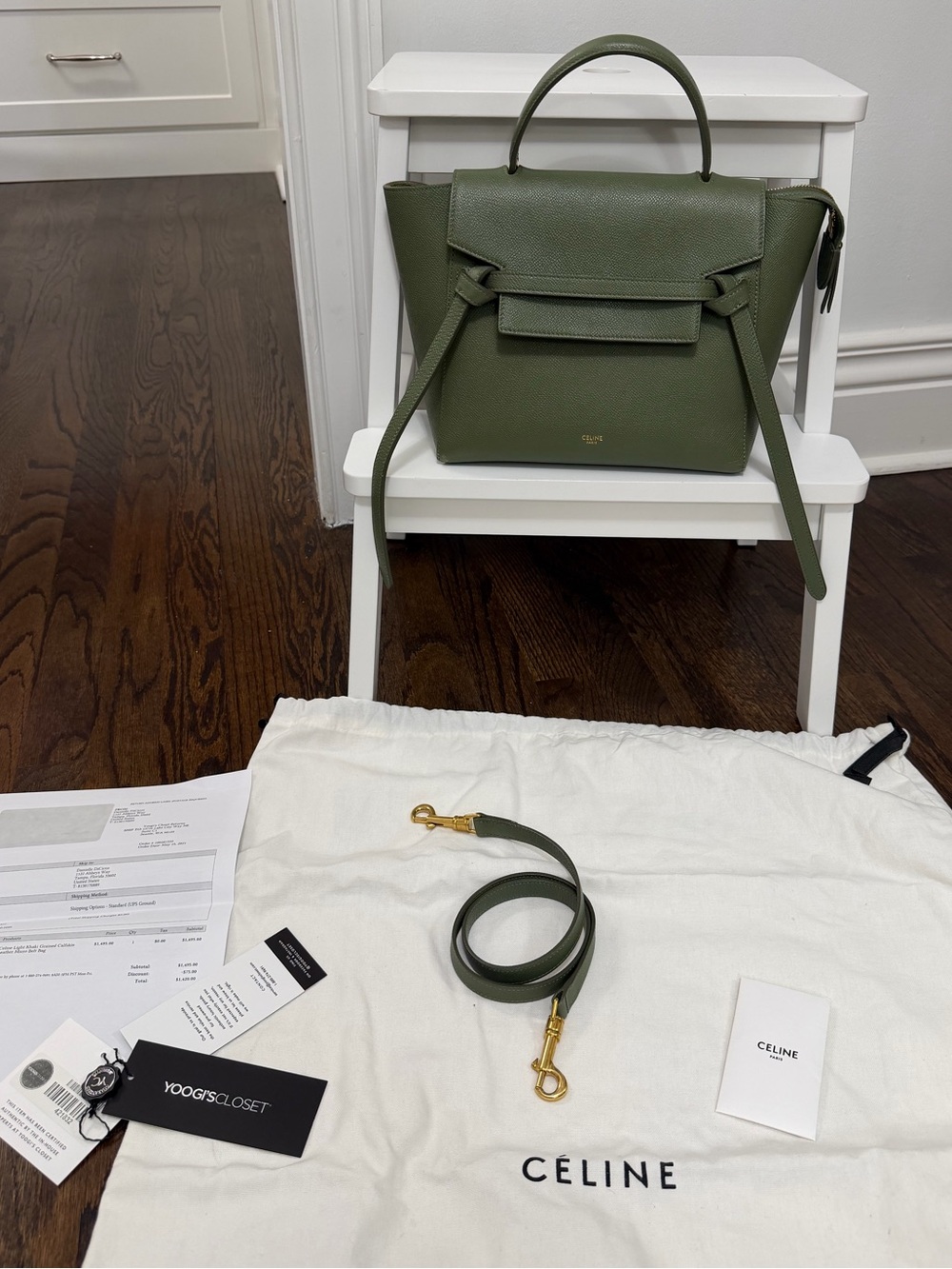 Celine Micro Belt Bag Grained Leather Khaki Green